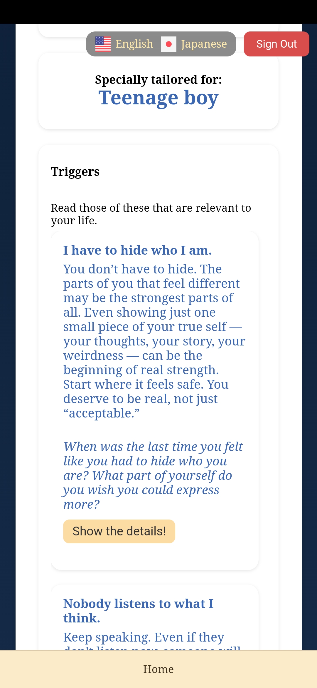 Well-Being and Self Evol Space